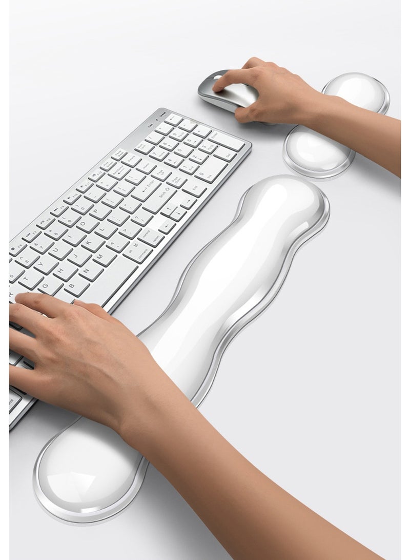 2pcs Clear Silicone Cooler Keyboard Wrist Rest Set Non-Slip Ergonomic Mouse Wrist Support Pad for Keyboard Computer Laptop Office Gaming - Image 4