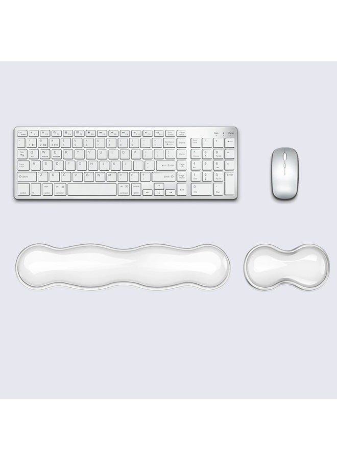 2pcs Clear Silicone Cooler Keyboard Wrist Rest Set Non-Slip Ergonomic Mouse Wrist Support Pad for Keyboard Computer Laptop Office Gaming - Image 2