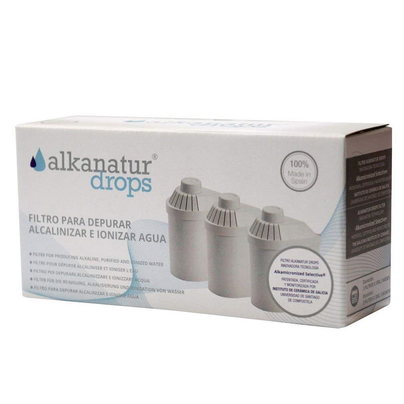 Alkanatur Filter Replacement for Pitcher (Pack of 3) - Removes Fluorides, Chlorine, Heavy Metals - Filters 400 liters of Tap Water - Replace After 3 Months - CE, ROHS, SGS Certified Water Filter - Image 2