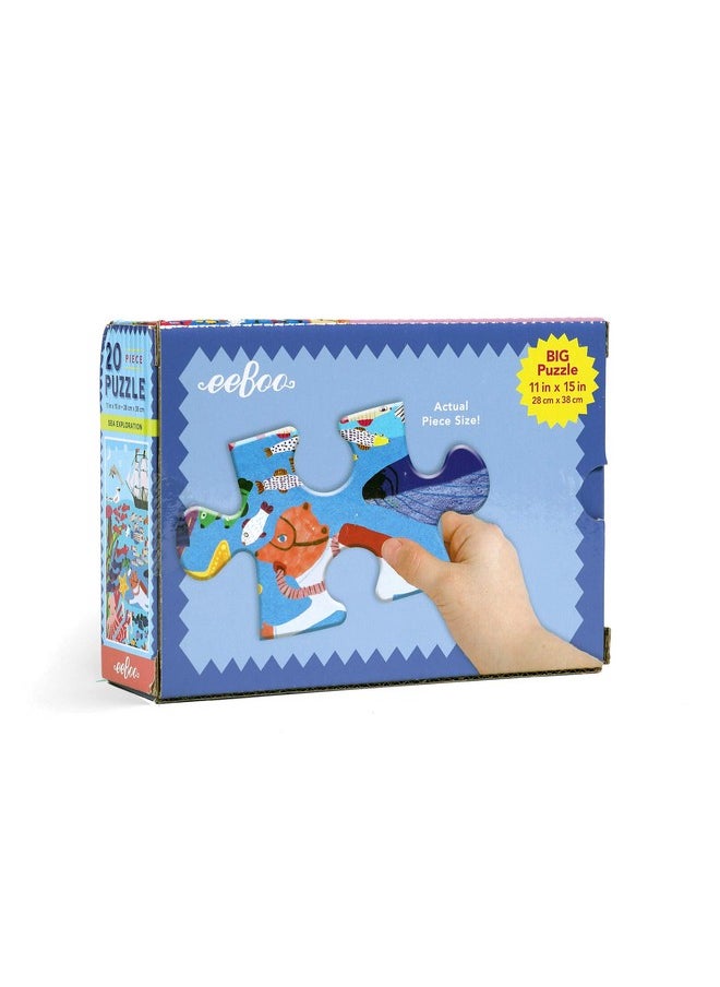 eeboo : Sea Exploration 20 Piece Big Puzzle, Perfect Project For Little Hands, Aids In Development Of Pattern, Shape, And Color Recognition, Offers Children A Challenge, Perfect For Ages 3 And Up  - Image 2