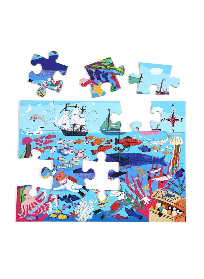 eeboo : Sea Exploration 20 Piece Big Puzzle, Perfect Project For Little Hands, Aids In Development Of Pattern, Shape, And Color Recognition, Offers Children A Challenge, Perfect For Ages 3 And Up  - Image 3