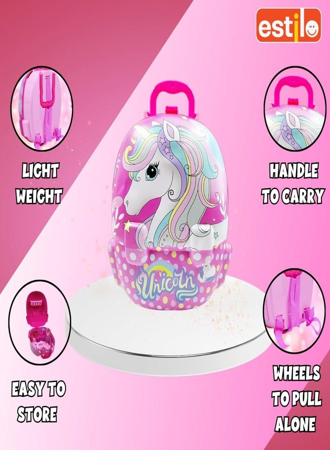 إستلو مجموعة ألعاب تزيين الأطفال المحمولة من إستيلو - لعبة صالون تجميل 2 في 1 مع أدوات مكياج | حقيبة حمل صغيرة للبنات والأولاد | مجموعة لعب أدوار تعليمية للأعمار من 3 سنوات فما فوق - Image 5