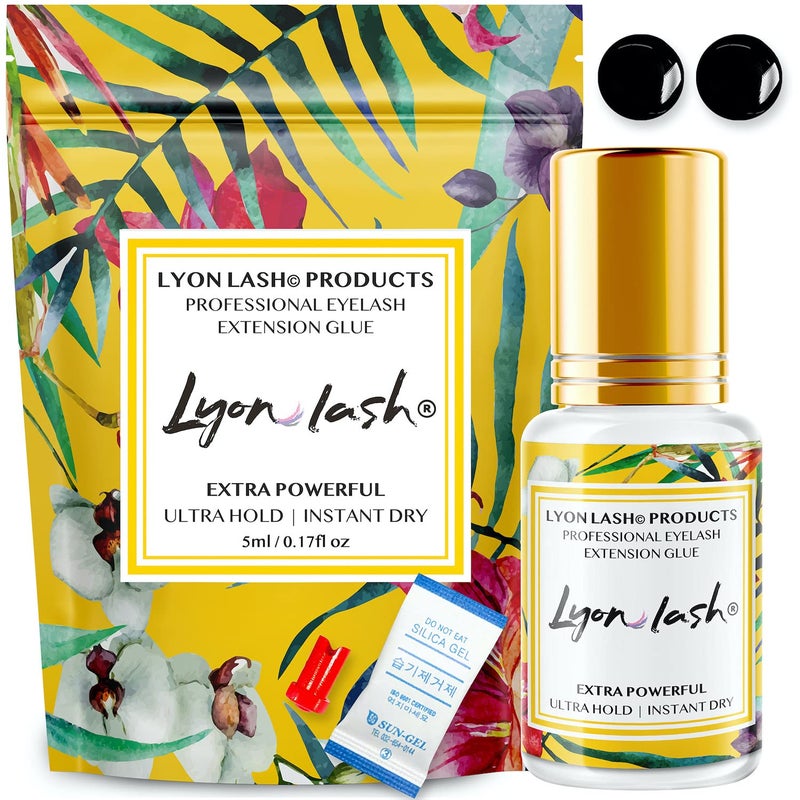 Lyon lash غراء تمديد الرموش القوي للغاية - غراء ليون لاش 5 مل | وقت جفاف 1-2 ثانية | احتفاظ لمدة 6-8 أسابيع | لوازم لاصقة سوداء للاستخدام المهني - Image 1