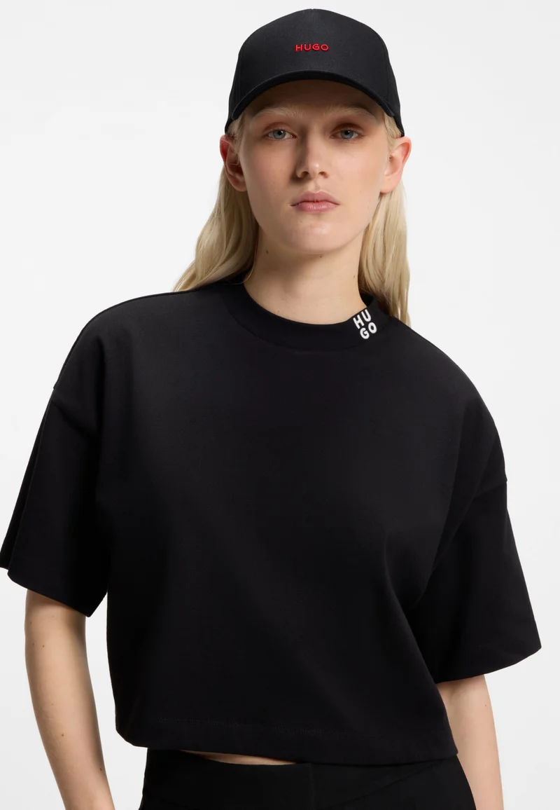 HUGO Black Cotton-twill cap with embroidered logo for Women | Best Price UAE