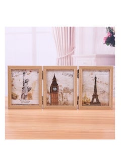 Triple-Fold Photo Frame: Versatile Showcase for a Trifold Display of Cherished Memories (6 photos)(Natural Wood)
