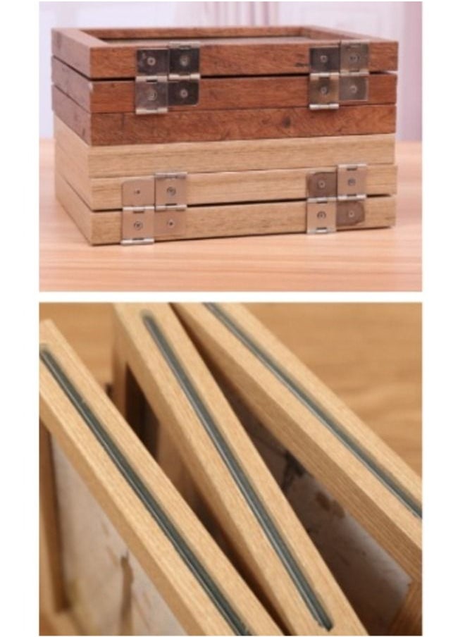 Generic - Triple-Fold Photo Frame: Versatile Showcase for a Trifold Display of Cherished Memories (6 photos)(Natural Wood) - Image 1