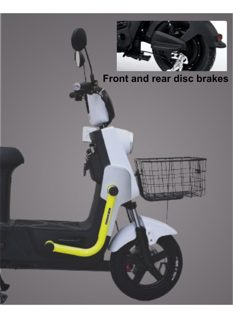 كاميل دراجة كهربائية ITQ-7 Pro للبالغين، بقدرة 1000 واط، إطارات مقاس 14 بوصة، مدى يصل إلى 105 كم، مزودة بسلة ومرايا، باللون الأبيض - Image 3