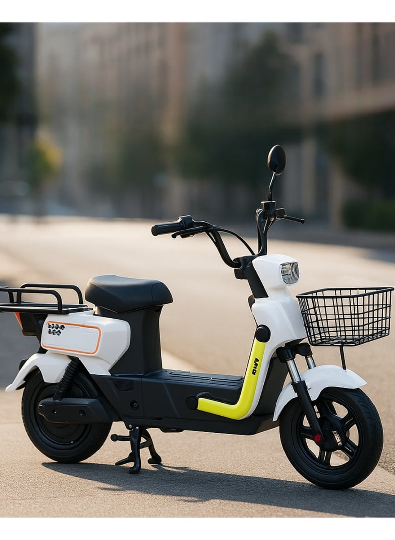 كاميل دراجة كهربائية ITQ-7 Pro للبالغين، بقدرة 1000 واط، إطارات مقاس 14 بوصة، مدى يصل إلى 105 كم، مزودة بسلة ومرايا، باللون الأبيض - Image 4