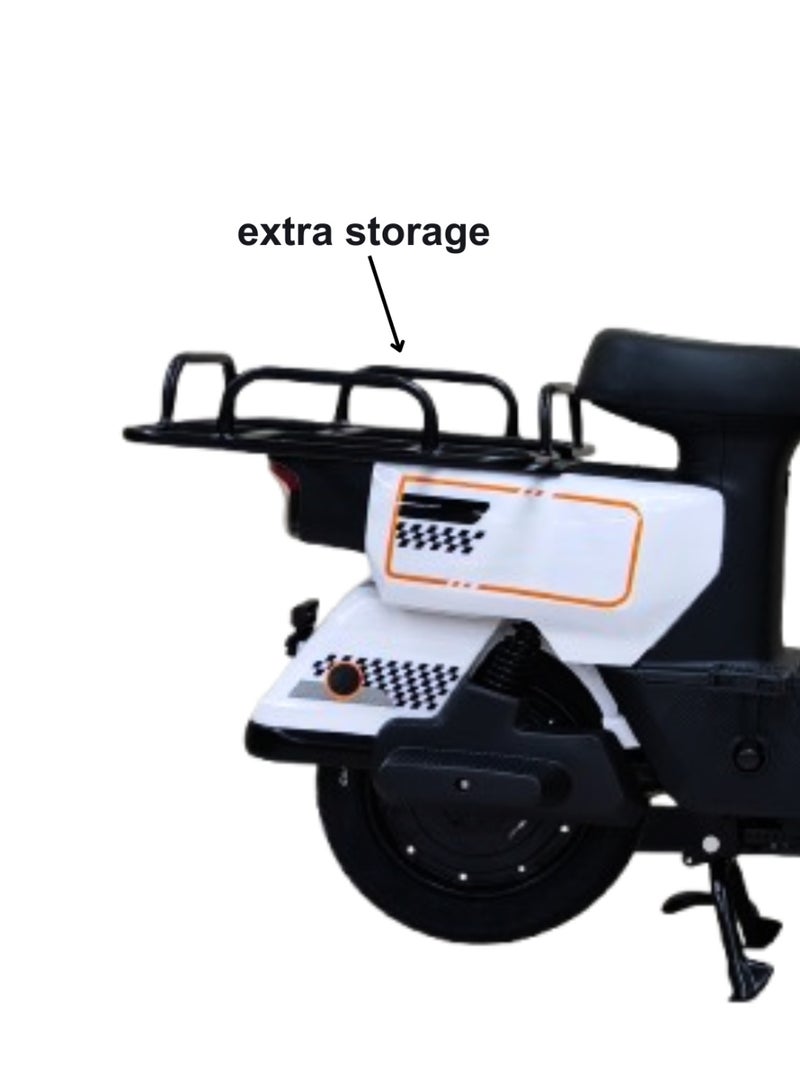 كاميل دراجة كهربائية ITQ-7 Pro للبالغين، بقدرة 1000 واط، إطارات مقاس 14 بوصة، مدى يصل إلى 105 كم، مزودة بسلة ومرايا، باللون الأبيض - Image 5