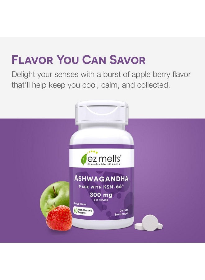 EZ Melts Dissolvable KSM-66 Ashwagandha, 300 mg, Sugar-Free, Stress, Sleep and Mood Support Supplement, 30-Day Supply, Apple Berry-Flavor - Image 5