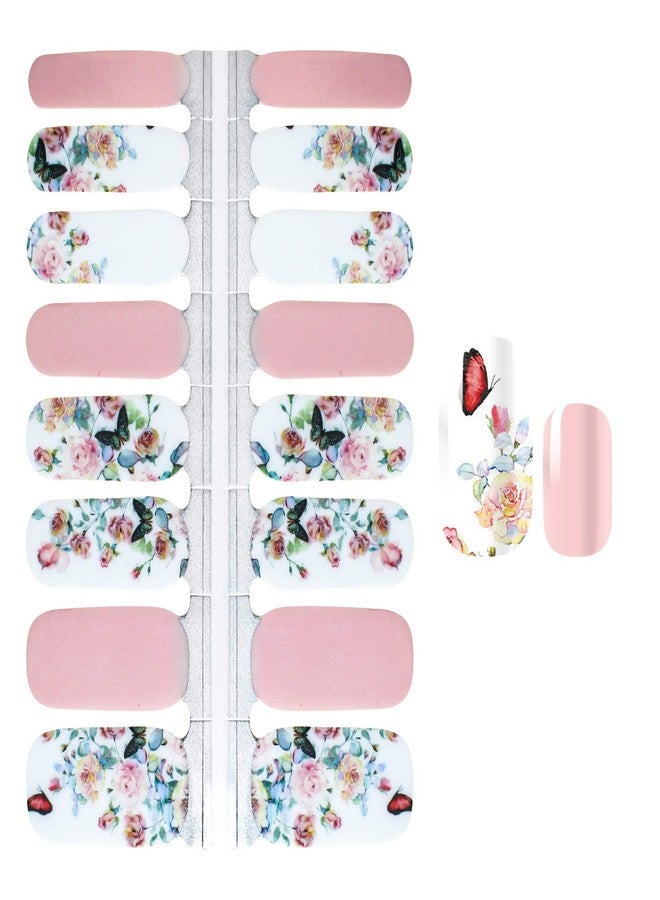 SILPECWEE 5 Sheets Flower Butterfly Nail Polish Strips Adhesive Full Nail Wraps for Women Gel Sticker Nails Art Decals Tips Manicure Accessories with 1Pc File - Image 3