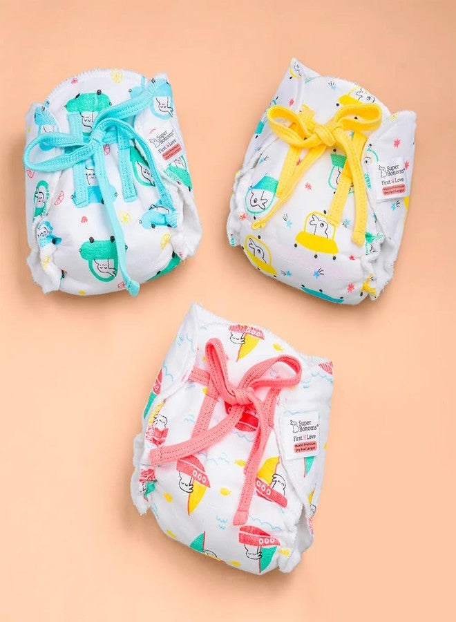 SuperBottoms DryFeel Baby Langot 0-6 months l Organic Cotton Modern Baby Nappy l Mess-free Langot with Gentle Elastics l Super DryFeel Top Layer l Diaper-free Time Essential | 3 Pack - Image 2