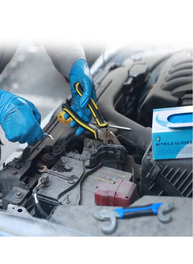 قفازات نيتريل disposable، بدون لاتكس، كاملة الملمس، سميكة وقوية، آمنة للطعام للطهي، الوشم، الرسم، السيارات والميكانيكا، حجم كبير (أزرق) - Image 4