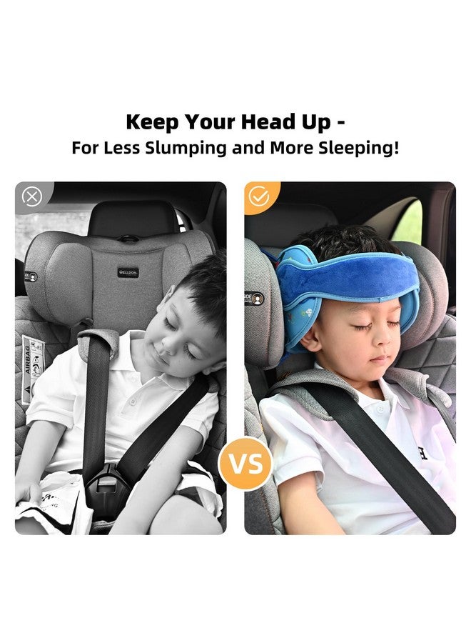StoHua Toddler Car Seat Head Support,Child Adjustable Carseat Neck Support, Head Band Strap Headrest Soft Neck Protection Belt for Kids, Blue Dinosaur - Image 2