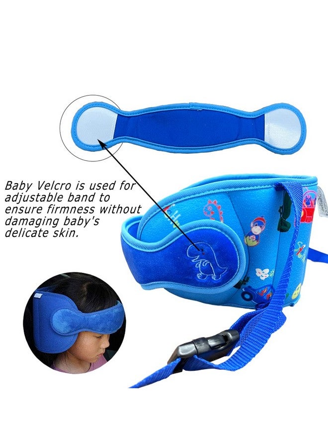 StoHua Toddler Car Seat Head Support,Child Adjustable Carseat Neck Support, Head Band Strap Headrest Soft Neck Protection Belt for Kids, Blue Dinosaur - Image 3