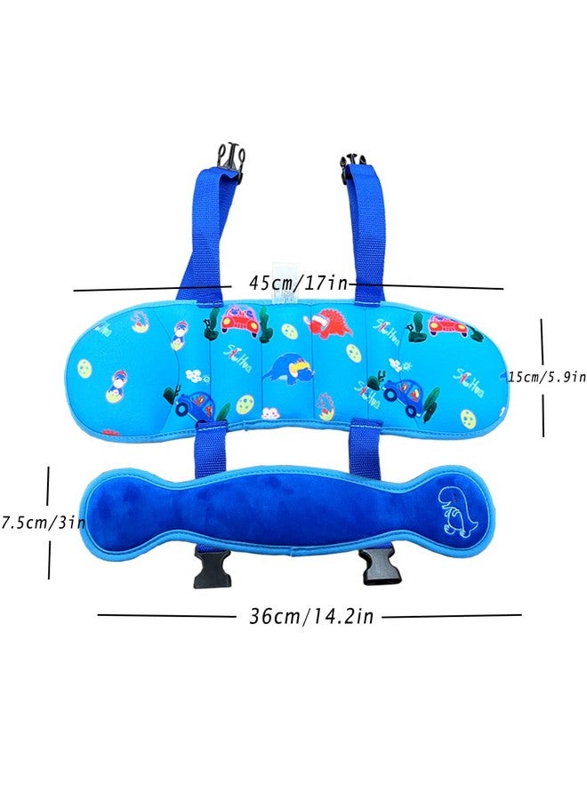 StoHua Toddler Car Seat Head Support,Child Adjustable Carseat Neck Support, Head Band Strap Headrest Soft Neck Protection Belt for Kids, Blue Dinosaur - Image 4