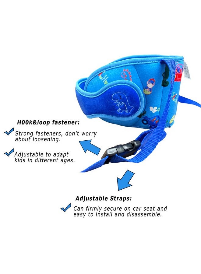 StoHua Toddler Car Seat Head Support,Child Adjustable Carseat Neck Support, Head Band Strap Headrest Soft Neck Protection Belt for Kids, Blue Dinosaur - Image 5
