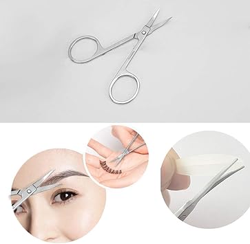 SHZDMH Eyebrow Scissors and Three Eyebrow BrushsNose Beard Trimming Scissors Eyelash with Curved Craft Stainless Steel Scissors - Image 3