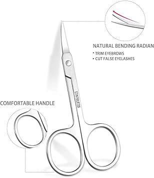SHZDMH Eyebrow Scissors and Three Eyebrow BrushsNose Beard Trimming Scissors Eyelash with Curved Craft Stainless Steel Scissors - Image 2
