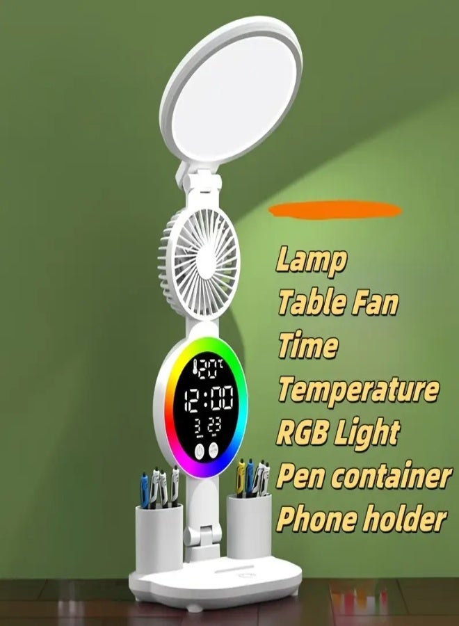 AROAQ LED Dormitory Reading Lamp Desk Foldable Smart Touch Control RGB Bedside Eye Protection Table Lamp with Fan - Image 1
