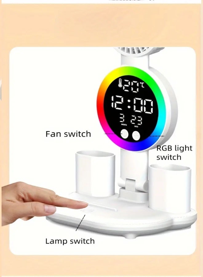 AROAQ LED Dormitory Reading Lamp Desk Foldable Smart Touch Control RGB Bedside Eye Protection Table Lamp with Fan - Image 4