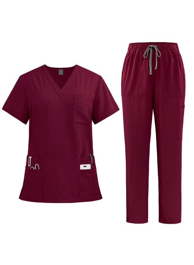 NIBEMINENT Surgical Uniforms Woman Nursing Enfermeria Sets Top + Pant Articles Medical Uniform Scrubs Clinical Beauty Salon hospital Suits - Image 1