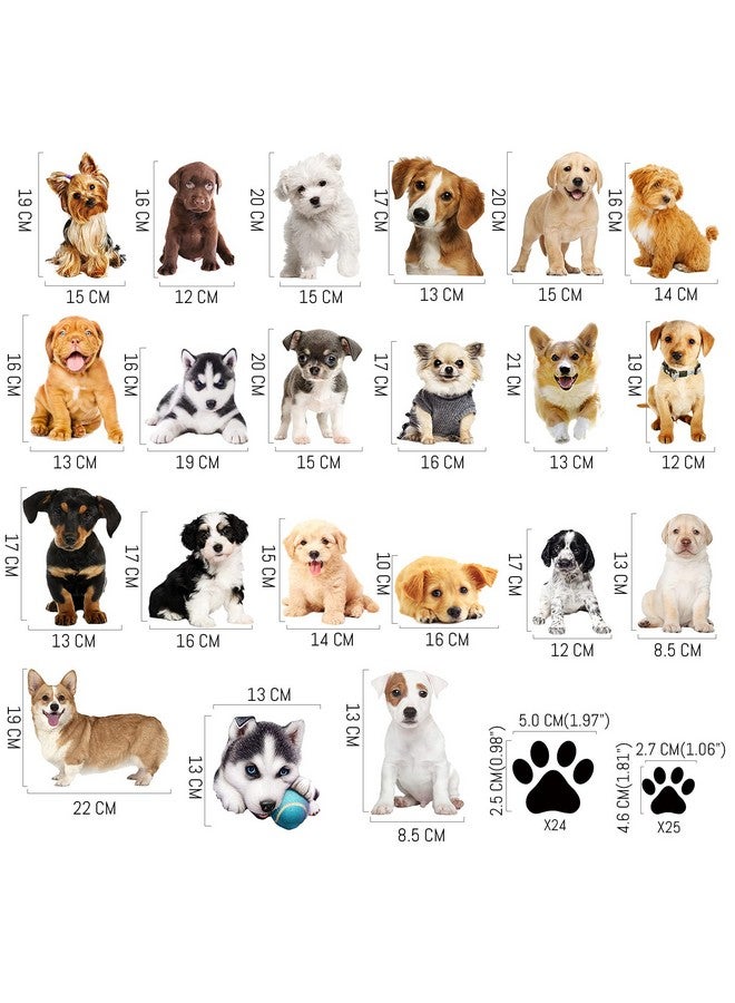 Tenare Tenare 109 Pieces Realistic 3D Dog Stickers & Paws Vinyl Wall Stickers for Bedroom, Bathroom, Living Room, DIY Decor  - Image 2