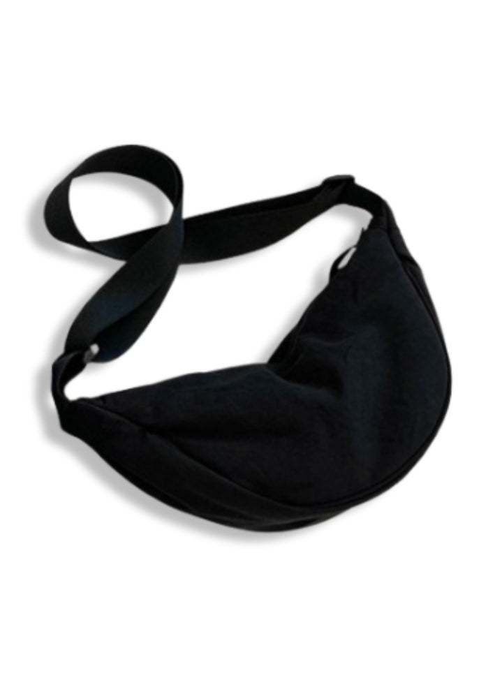 Soko Mesh Black Crescent Shoulder Armpit Bag: Stylish Small Square Dumpling Bag with Fixed Strap - Versatile Fashion Accessory for Women's Daily Ventures, Travel, and Elegance  - Image 1
