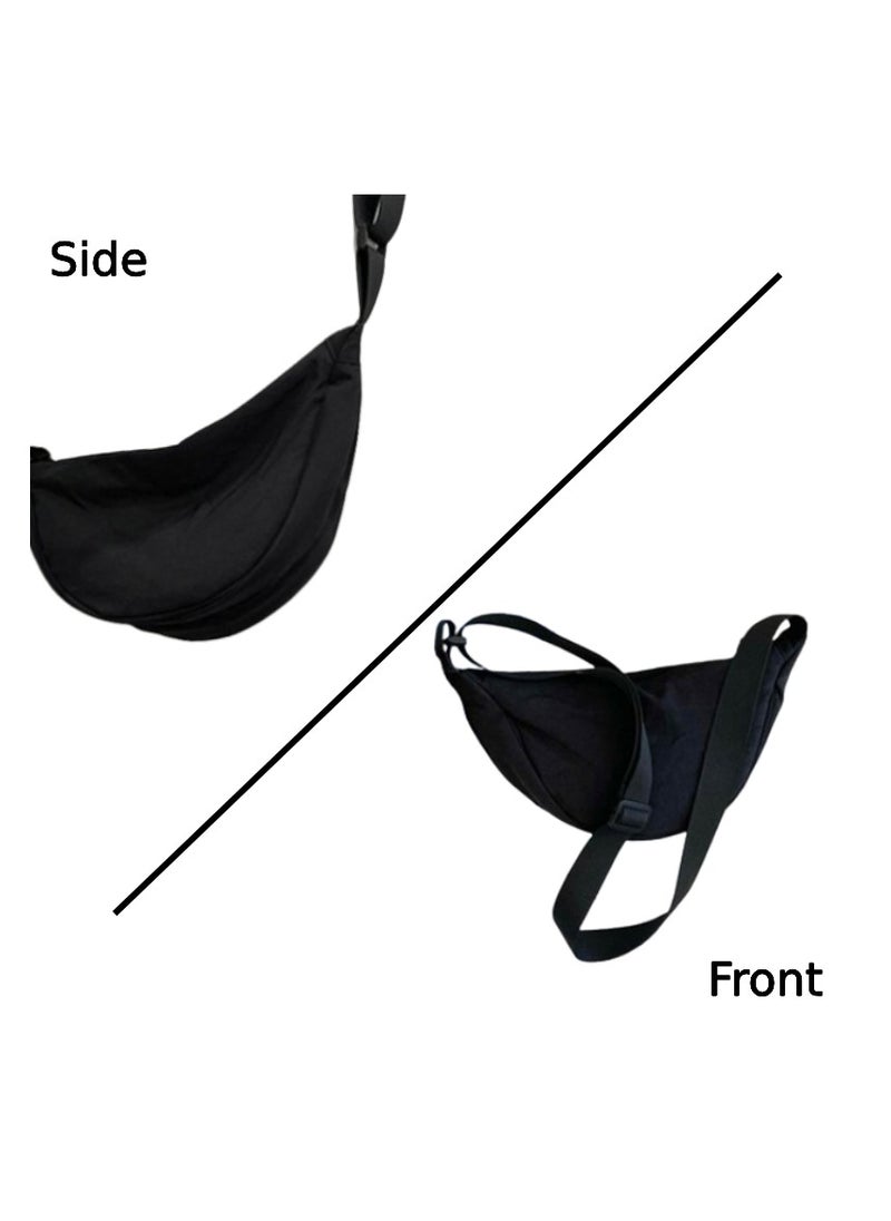 Soko Mesh Black Crescent Shoulder Armpit Bag: Stylish Small Square Dumpling Bag with Fixed Strap - Versatile Fashion Accessory for Women's Daily Ventures, Travel, and Elegance  - Image 2