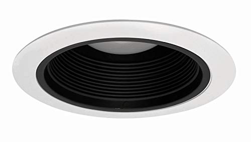 NICOR Lighting 6 inch Black Cone Baffle Trim with White Trim Ring, Fits 6 inch Housings (17551A) - Image 1