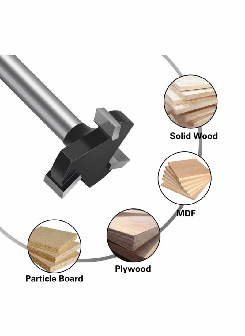 SYOSI Wood Working Milling Cutter T Shaped Cnc Surfacing Cutter Bit Wood Working Milling Cutter Planer High Speed Steel Wood Working Hole Saw Punching Bit Wood Working Tool (6 mm Shank)  - Image 2