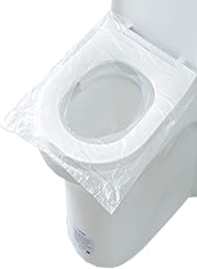 mollensiuer 50Pcs Disposable Toilet Seat Covers Plastic Travel Waterproof Potty Seat Cover Toilet Seat Pad Mat Cushion for Adults Travel Hotel Hospital Office Sanitary, Clear