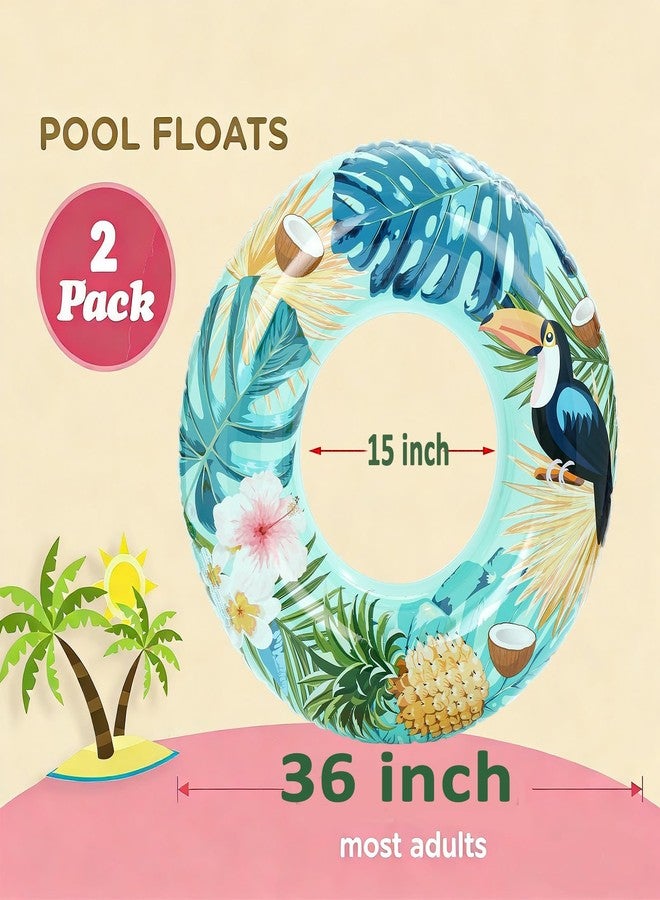 Yuokwer Large Inflatable Pool Float for Adult with Handles,Pool Inner Tubes -36inch Premium Swim Ring Pool Lounger Vinyl Flotation Pool Floats for The Beach, Party, Vacation, Pool Party (Toucan, 2) - Image 2