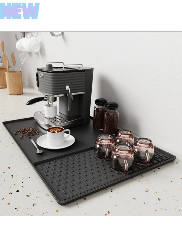 السيليكون القهوة حصيرة، 24 '' x16 '' بار حصيرة مع قابلة للفصل صحون تجفيف حصيرة - تناسب تحت صانعة القهوة ورف الصحون - Image 1