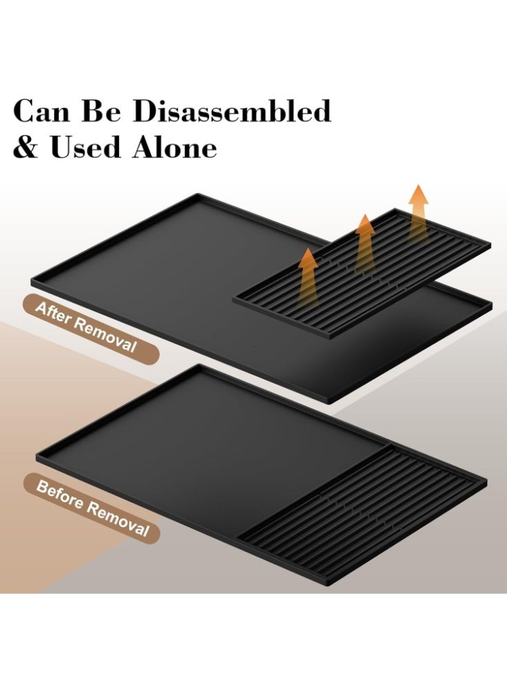 السيليكون القهوة حصيرة، 24 '' x16 '' بار حصيرة مع قابلة للفصل صحون تجفيف حصيرة - تناسب تحت صانعة القهوة ورف الصحون - Image 4