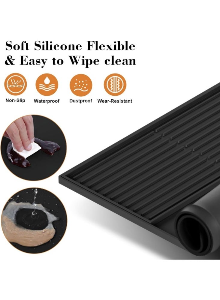 السيليكون القهوة حصيرة، 24 '' x16 '' بار حصيرة مع قابلة للفصل صحون تجفيف حصيرة - تناسب تحت صانعة القهوة ورف الصحون - Image 3
