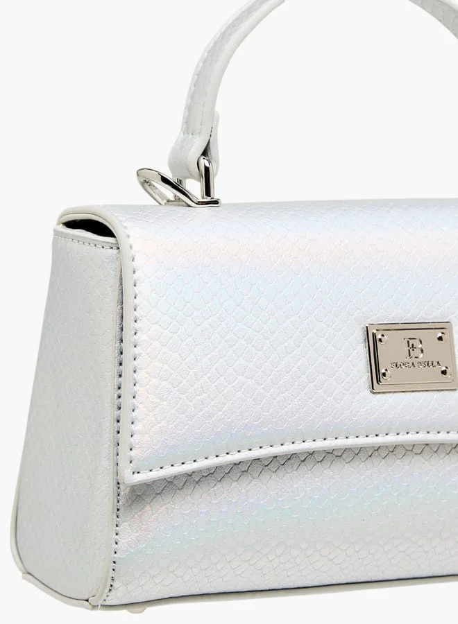 Flora Bella By Shoexpress Women Textured Satchel Bag with Grab Handle and Button Closure