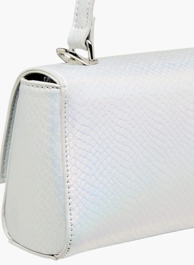 Flora Bella By Shoexpress Women Textured Satchel Bag with Grab Handle and Button Closure