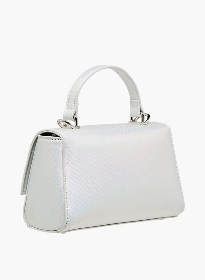 Flora Bella By Shoexpress Women Textured Satchel Bag with Grab Handle and Button Closure