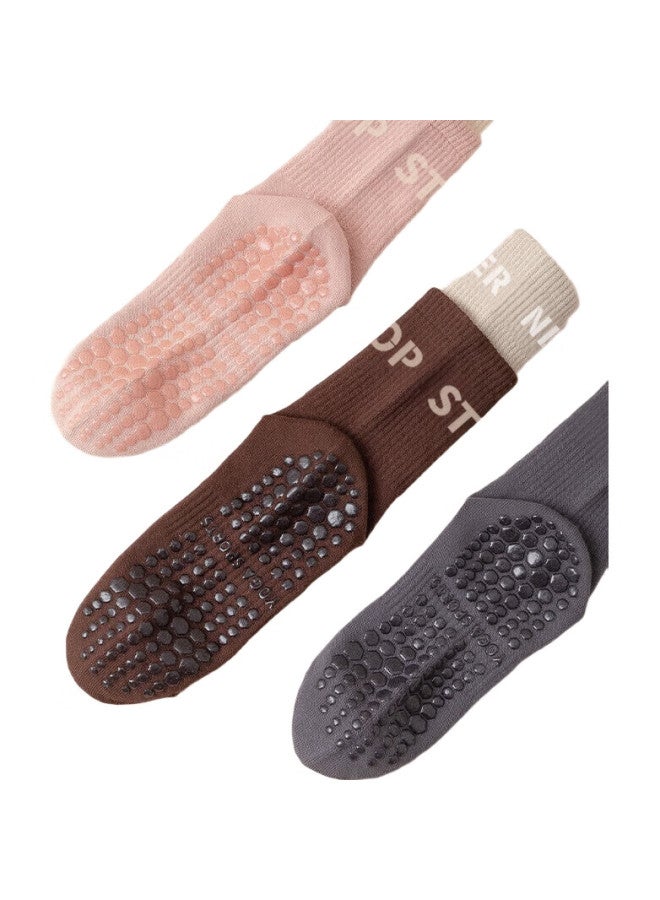 Dweck Yoga Socks For Women, Mid-Calf Fitness Sports Socks, Pure Cotton Long Socks, Fake Two-Piece Floor Non-Slip Dance Socks - Image 2