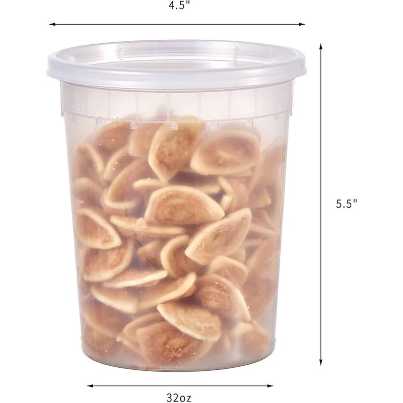 FULING 32oz Plastic Deli Containers, 24 Sets - Leakproof, Stackable, BPA Free, Microwavable, Freezer Safe - Image 2