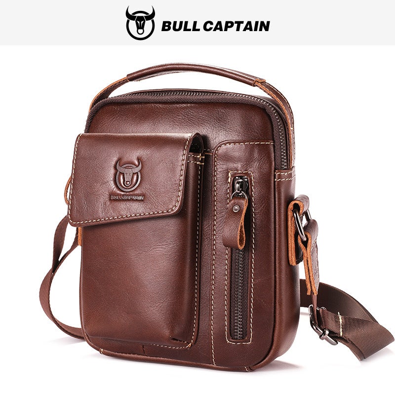 Captain Cow Leather Top Layer Cowhide Shoulder Bag Men'S Soft Genuine Leather Vertical Menbag Mobile Phone Men'S Shoulder Bag - Image 1