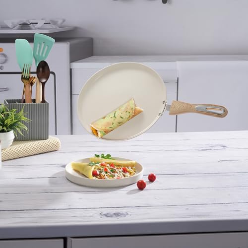 COOKAID Dosa Tawa Non Stick 25 cm | Dosa Tawa Ceramic | ISI Certified | Aluminium Body | Low-Oil Cooking, Quick & Even Heating, Gas & Induction Compatible | Velora - Cream - Image 1