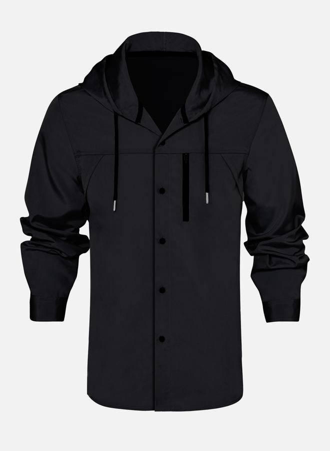 Take Two Men Solid Pocket Detail Long Sleeve Hooded Jacket - Image 1