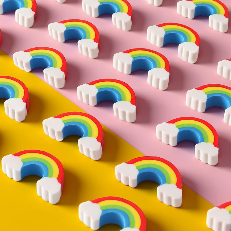 KINYFY 50 Pack Rainbow Erasers for Kids,Large Fun Rainbow Erasers Bulk,St. Patrick's Day Eraser Cute Eraser for Classroom Office Home School Work Prize Gifts Supplies - Image 5