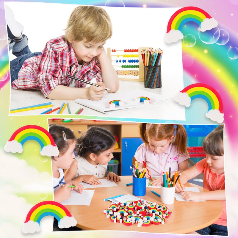 KINYFY 50 Pack Rainbow Erasers for Kids,Large Fun Rainbow Erasers Bulk,St. Patrick's Day Eraser Cute Eraser for Classroom Office Home School Work Prize Gifts Supplies - Image 3