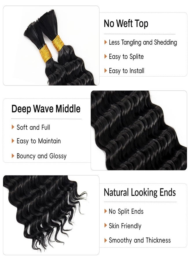 Dorsanee Deep Wave Bulk Hair for Braiding 20 Inch 2 Bundles 200g Natural Black Curly Braiding Hair for Boho Braids No Weft Wet and Wavy Braiding Hair Extensions (#1B,100g/bundle) - Image 3