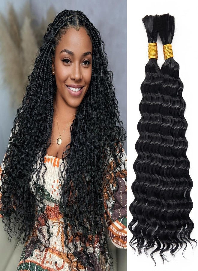 Dorsanee Deep Wave Bulk Hair for Braiding 20 Inch 2 Bundles 200g Natural Black Curly Braiding Hair for Boho Braids No Weft Wet and Wavy Braiding Hair Extensions (#1B,100g/bundle) - Image 1