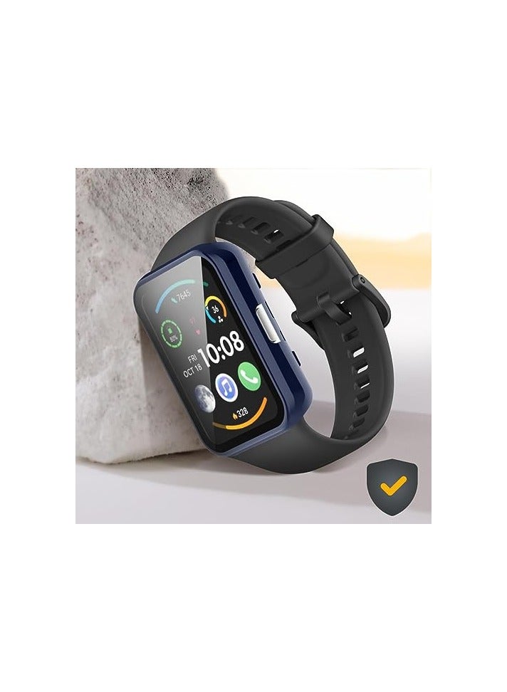 واقي شاشة متوافق مع حافظة Huawei Watch Fit 2 وملحقات الساعة الذكية، أغطية TenCloud مقاومة للخدش وغطاء حماية كامل لشاشة Huawei Watch Fit 2 (أزرق) - Image 2