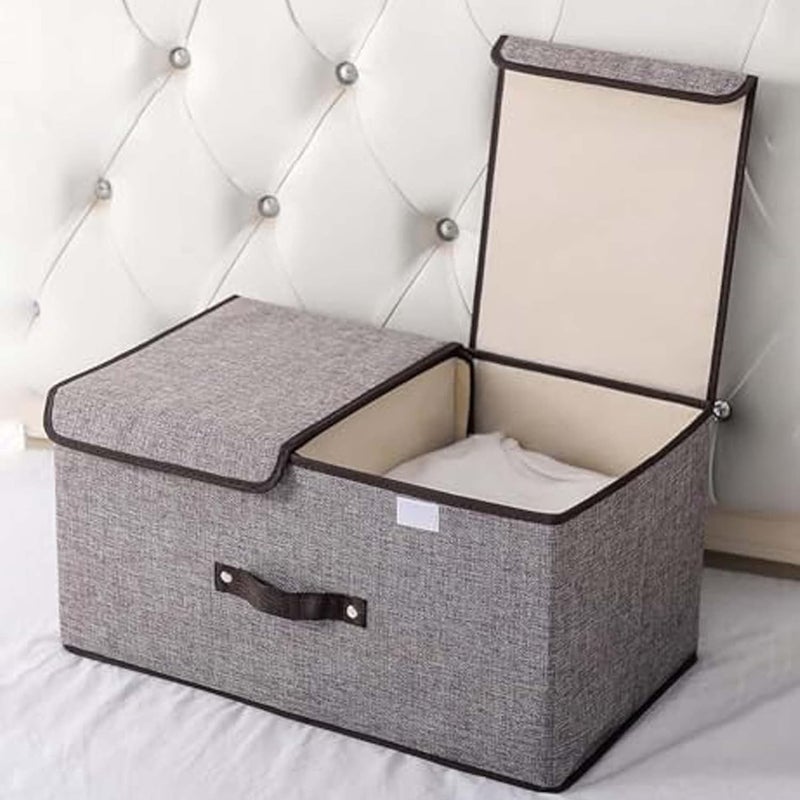 Kuber Industries Kuber Industries Foldable Storage Box Double Lid Storage Box with Handle Stackable Storage Box For ClothesToysBooks YJA008GRY Grey  - Image 5